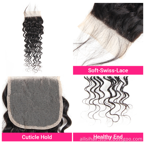 Cheap Bundle Hair Wet And Wavy Brazilian Human Hair Bundles With Closure Water Wave Bundles With Closure